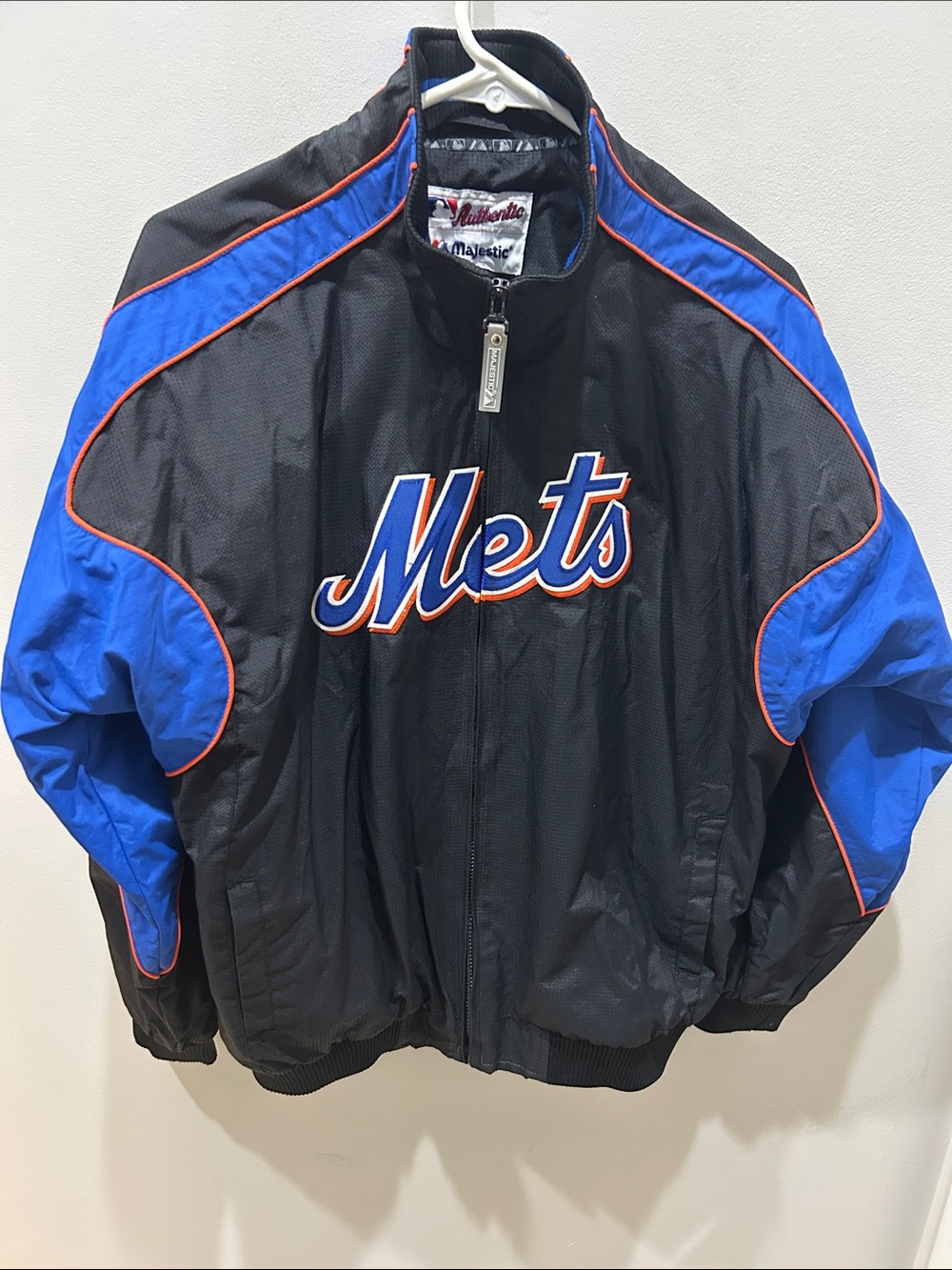 Retro Majestic Mets MLB Baseball Full Zip Jacket Authentic Youth Size XL